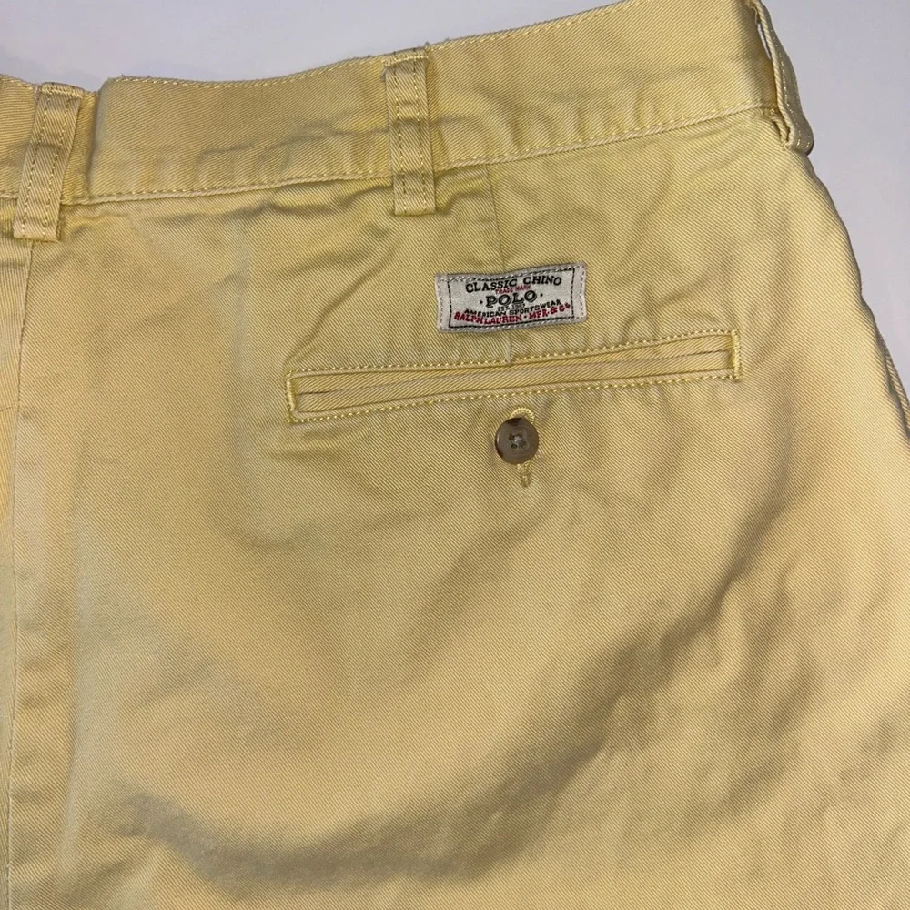 Polo Ralph Lauren Tyler Short, men’s pale yellow Classic Chino‎ Vintage size 36